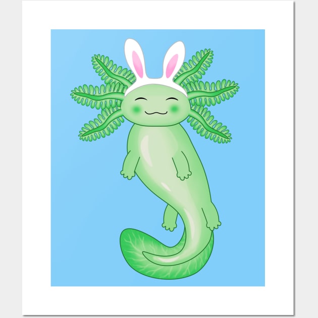 Green Axolotl Wall Art by Purrfect